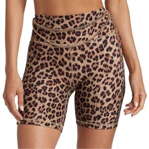 WeWoreWhat Chain Bike Short Brushed Nylon Leopard Chain Size XL NWT